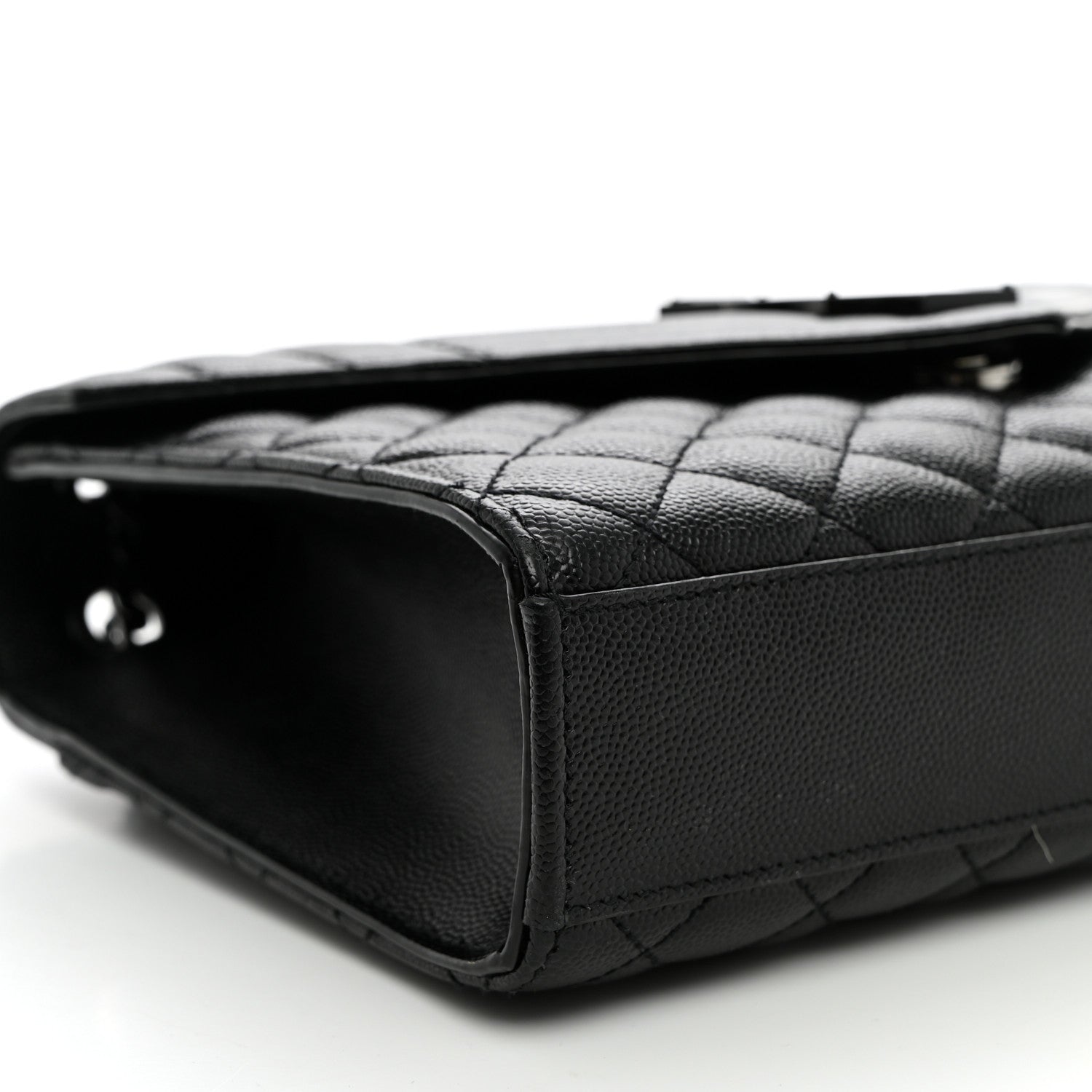 Saint Laurent Grain De Poudre Textured Mixed Matelasse Triquilt Medium Monogram Monochrome Satchel Black 8 of 9