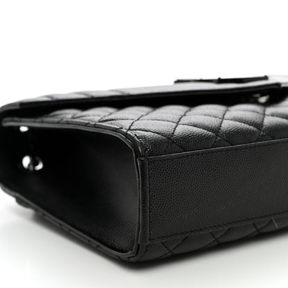 Saint Laurent Grain De Poudre Textured Mixed Matelasse Triquilt Medium Monogram Monochrome Satchel Black 8 of 9