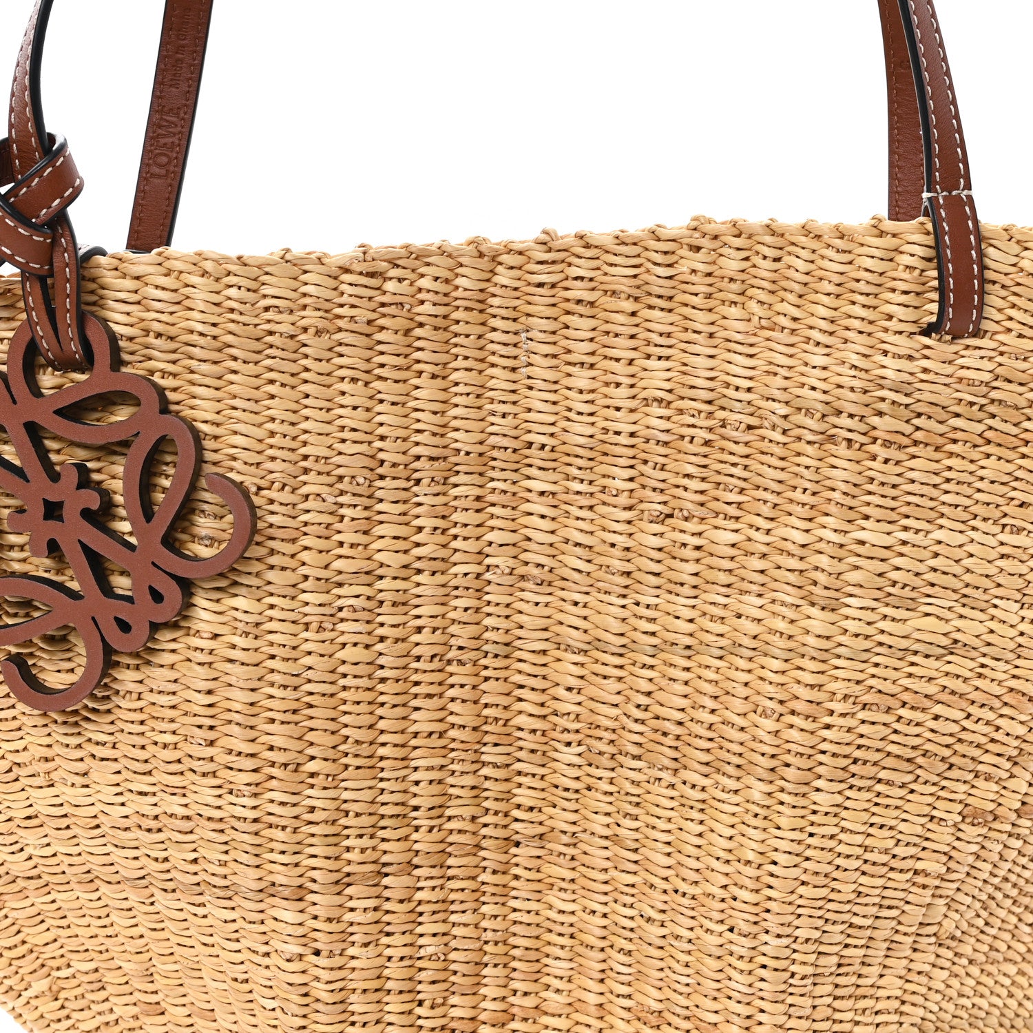 Loewe Calfskin Raffia Paulas Ibiza Small Basket Tote Bag Natural Pecan 8 of 10