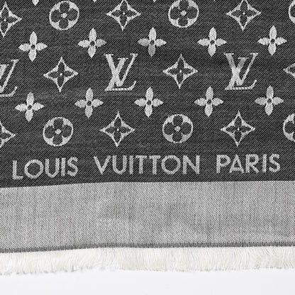 Louis Vuitton Silk Wool Monogram Denim Shawl Black 2 of 3