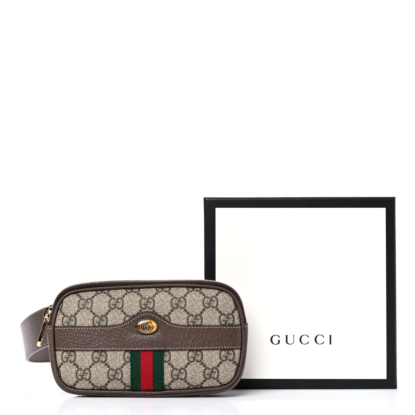 GG Supreme Monogram Web Ophidia Belted iPhone Case 95 38 Dark Brown