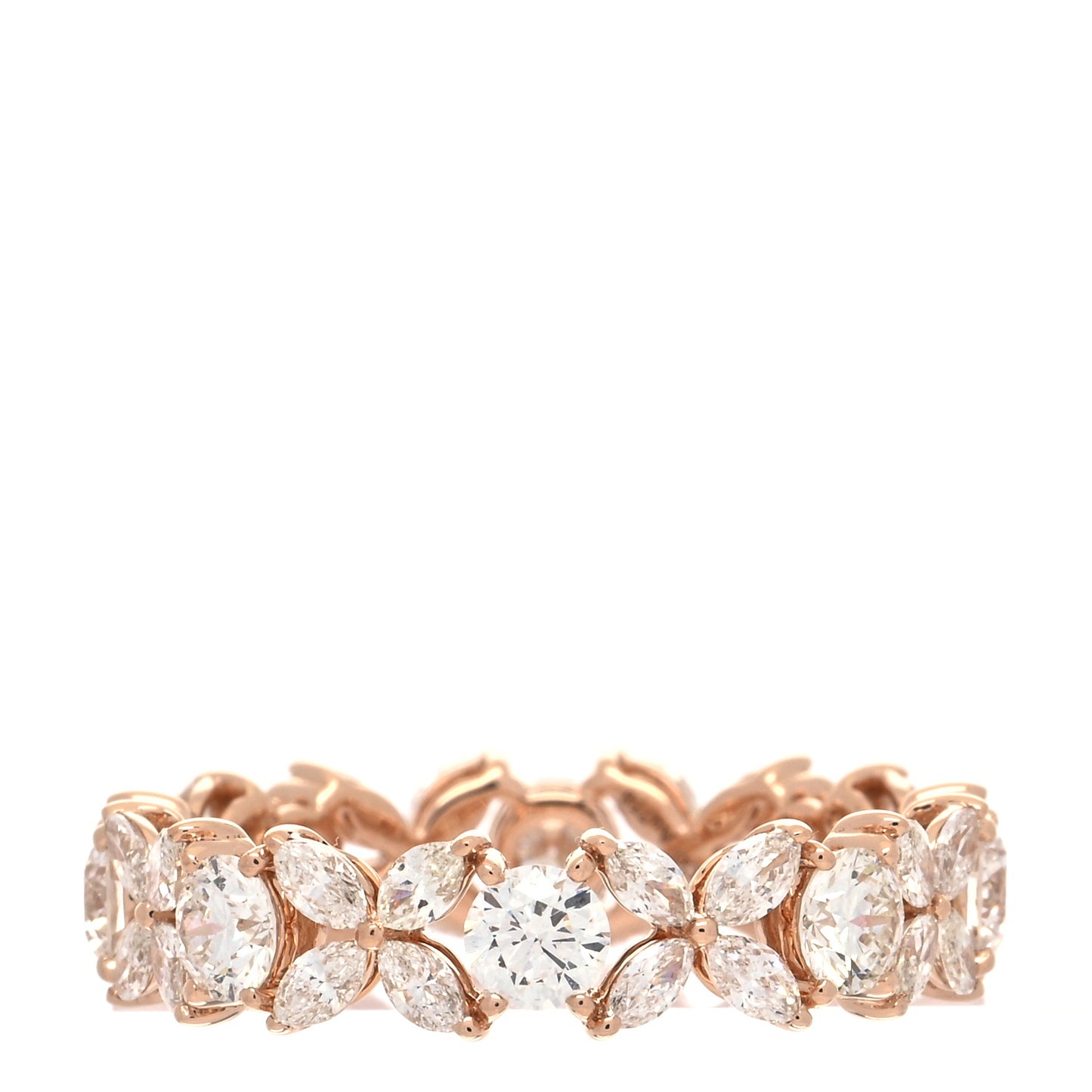 18K Rose Gold Diamond Victoria Alternating Band Ring 52 6