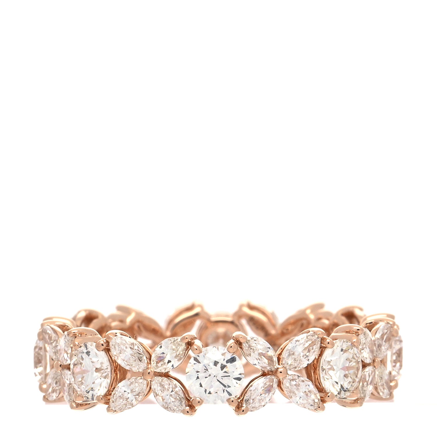 Tiffany 18K Rose Gold Diamond Victoria Alternating Band Ring 52 6 3 of 4