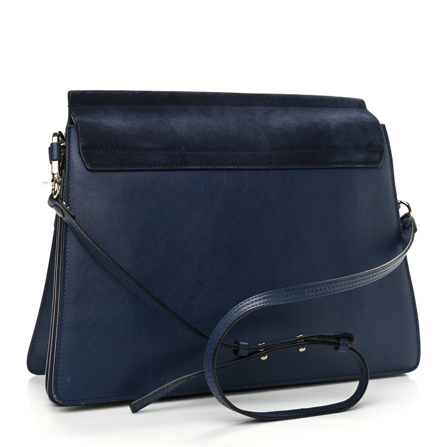 Suede Calfskin Medium Faye Shoulder Bag Silver Blue