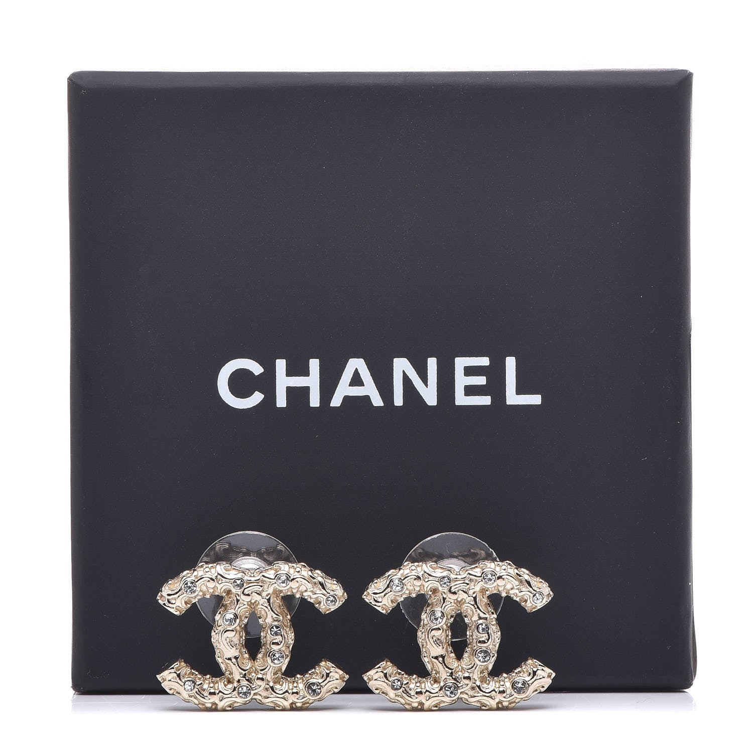 Chanel Crystal CC Earrings Gold 5 of 5