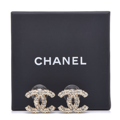 Chanel Crystal CC Earrings Gold 5 of 5