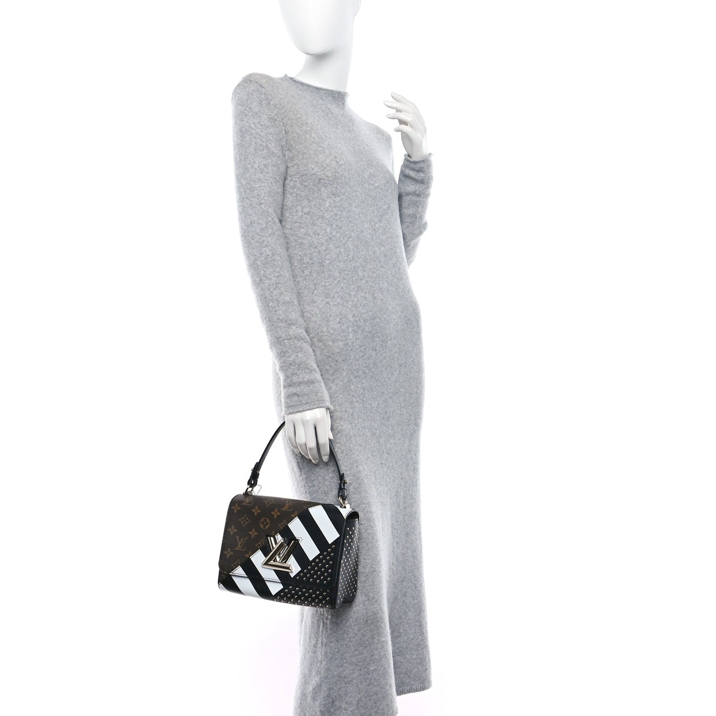 Calfskin Monogram Studded Twist Shoulder Bag MM