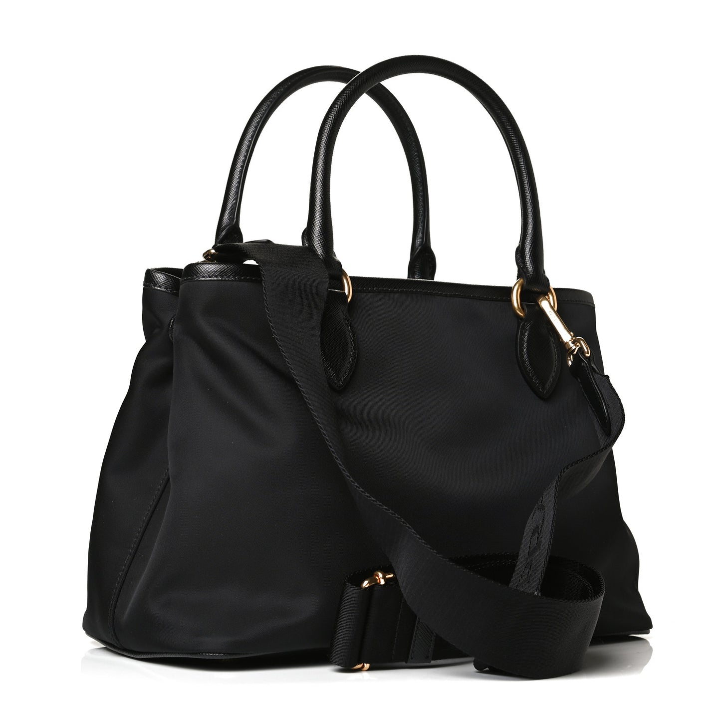 Tessuto Nylon Saffiano Small Tote Black