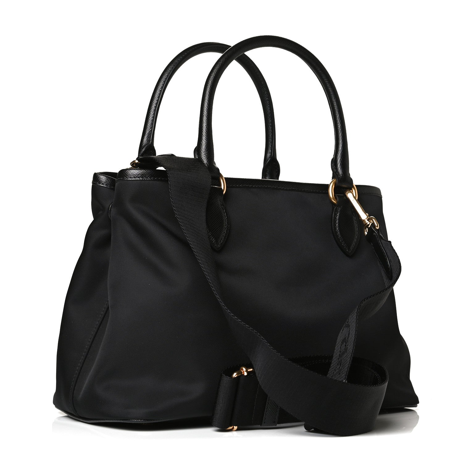 Prada Tessuto Nylon Saffiano Small Tote Black 2 of 9