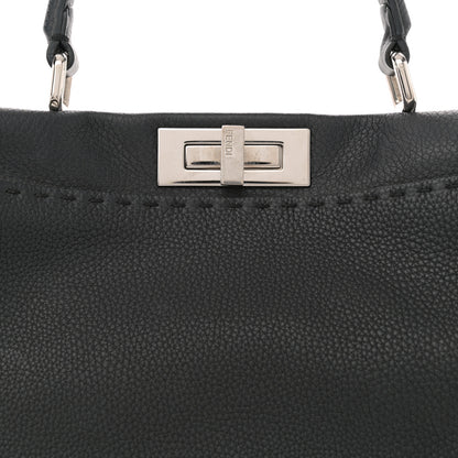 Fendi Cuoio Romano Selleria Bi-Color Medium Peekaboo Iconic Satchel Black Mou 9 of 13
