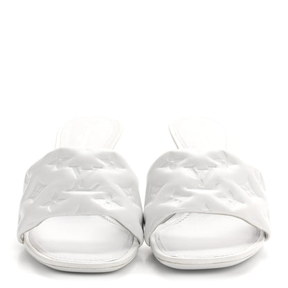 Louis Vuitton Lambskin Embossed Monogram Revival Mid Heel Mules 39 White 3 of 9