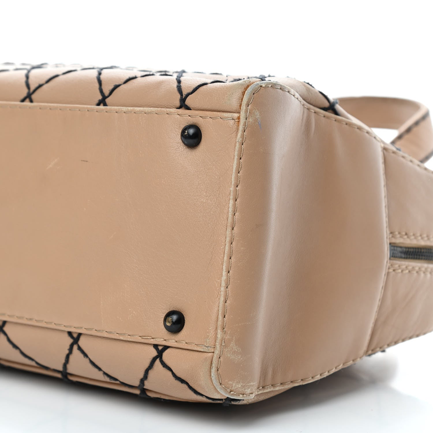 Chanel Calfskin Contrast Stitch Surpique Bowler Beige 10 of 19