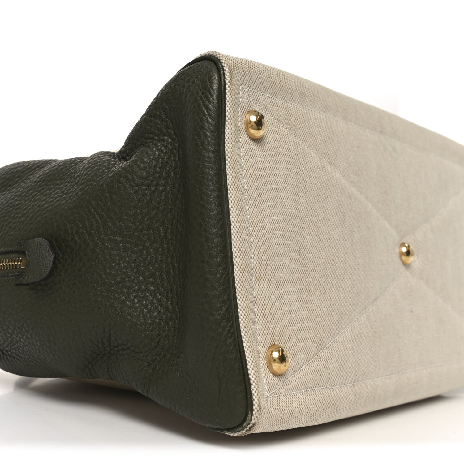 Hermes Toile Taurillon Clemence Victoria II 43 Ecru Vert Olive 9 of 10