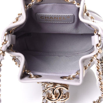 Chanel Calfskin Stitched Chain Bucket Bag Light Grey 3 of 3