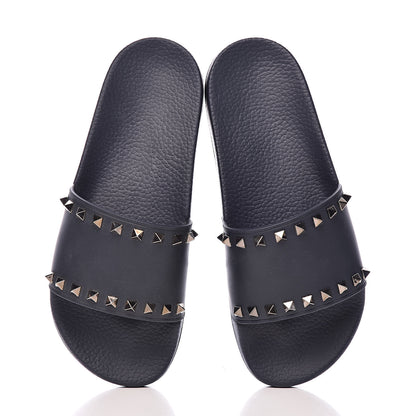 Valentino Garavani Rubber Rockstud Slide Sandals 40 Marine 9 of 10