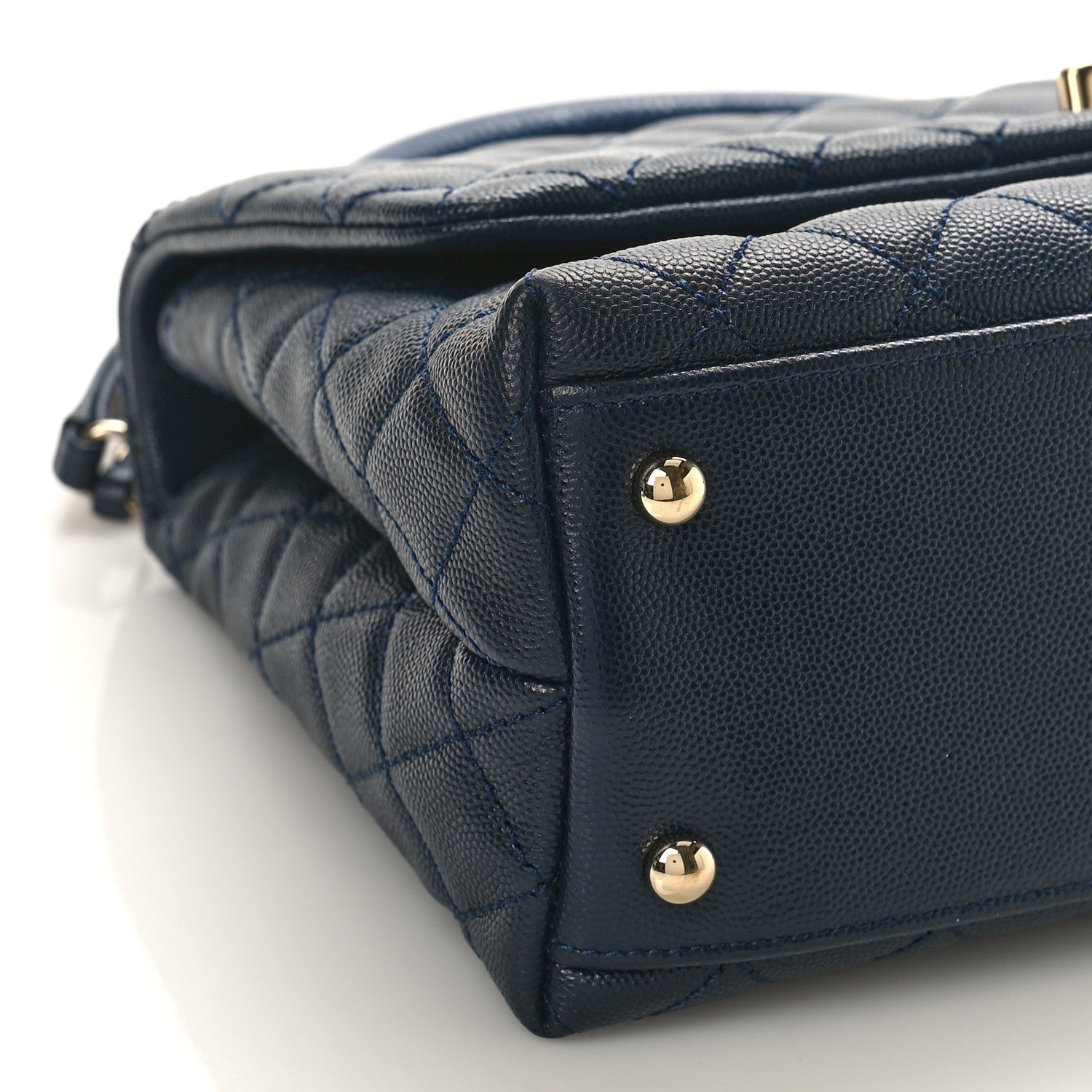 Chanel Caviar Lizard Embossed Quilted Small Coco Handle Flap Navy Blue 8 of 9