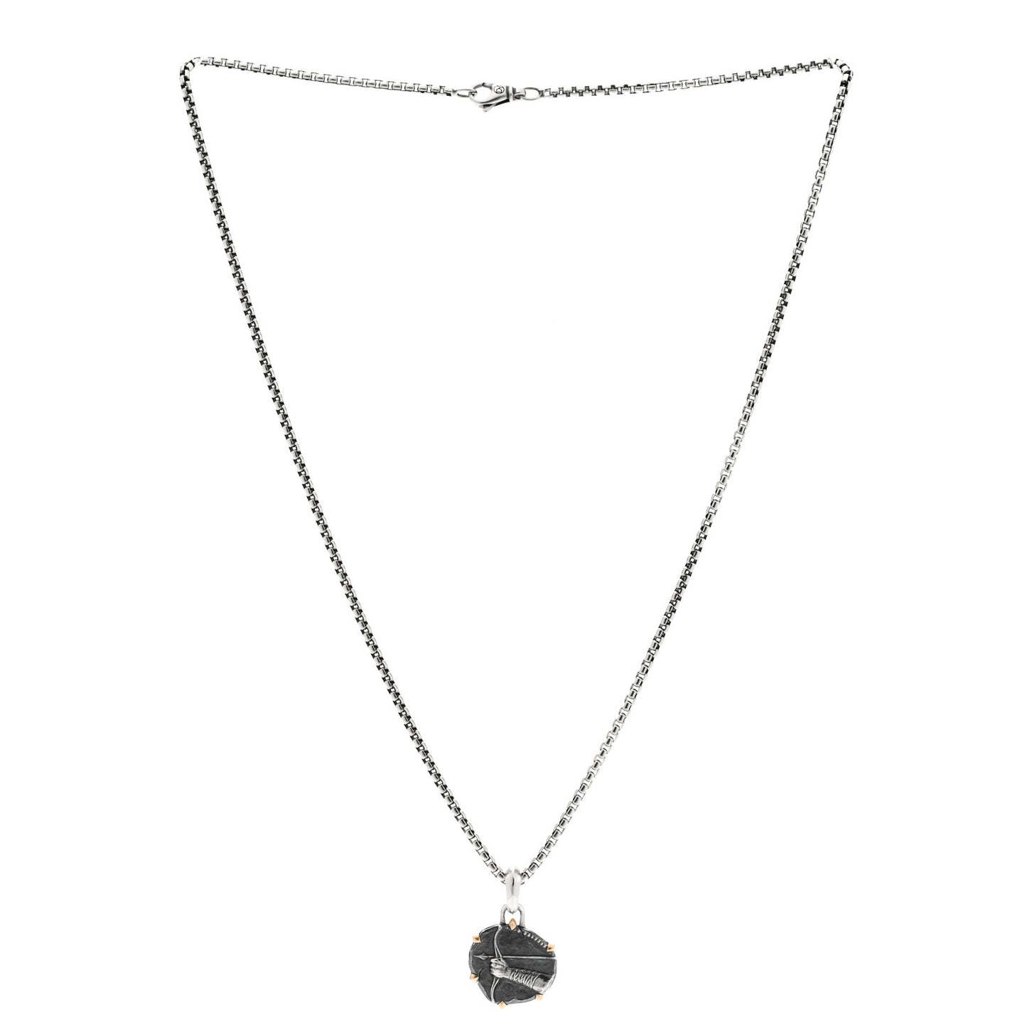 Sterling Silver 18K Yellow Gold 23mm Sagittarius Amulet Pendant Necklace
