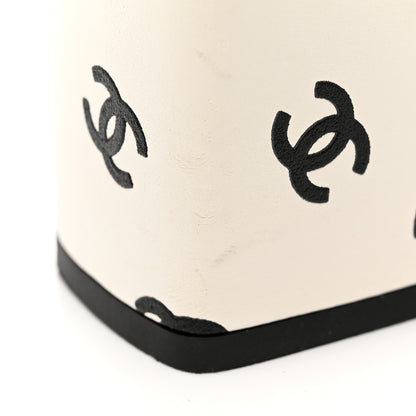 Chanel Printed Lambskin Coco Beach Platform Sandals 37 White Black 13 of 15