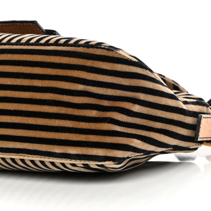 Fendi Velvet Striped Baguette Black Beige 10 of 11