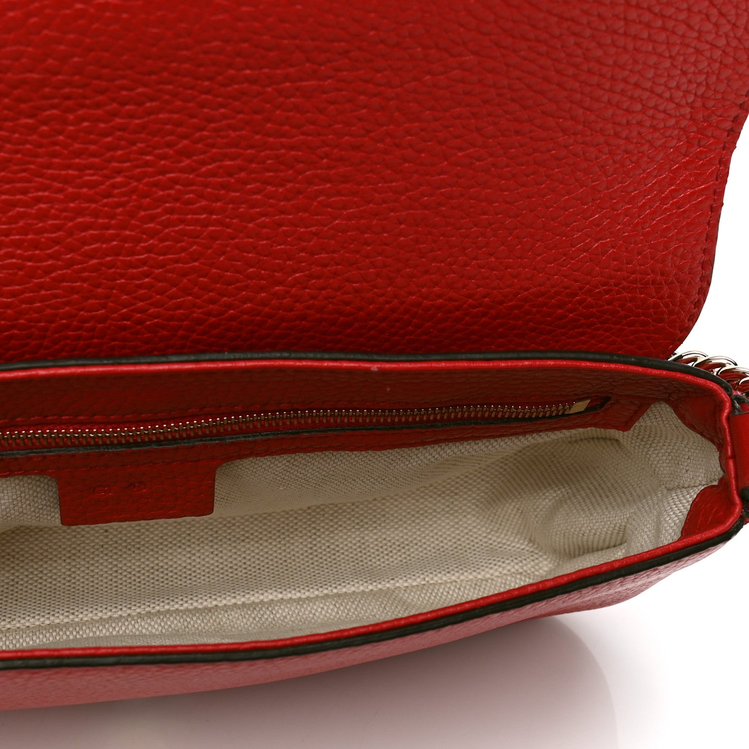 Gucci Pebbled Calfskin Medium Soho Flap Crossbody Vibrant Red 4 of 4