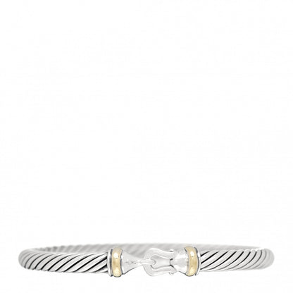 David Yurman Sterling Silver 18K Yellow Gold 5mm Cable Classic Buckle Bracelet 1 of 4