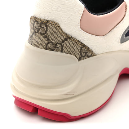Gucci GG Supreme Monogram Mix Monogram Womens Rhyton Sneakers 37.5 London Blue Beige Pale Pink 10 of 12