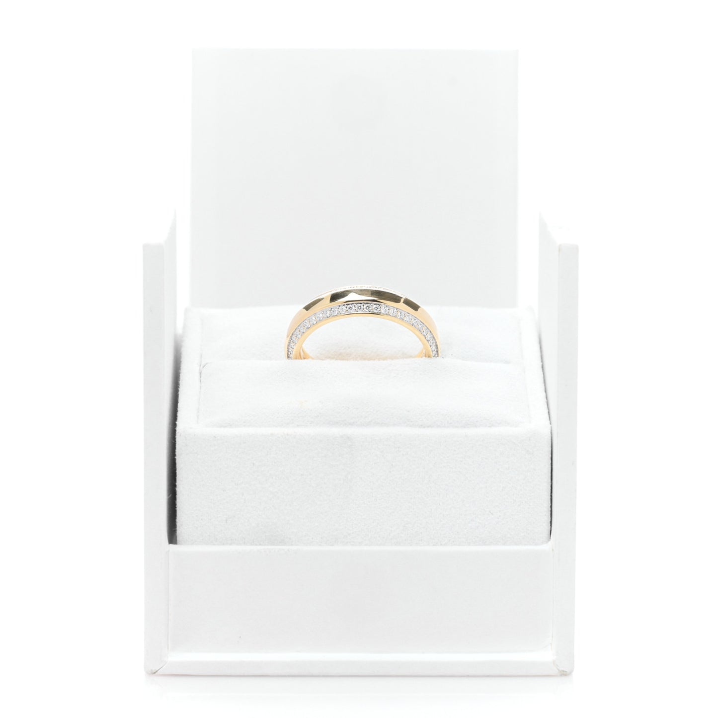 18K Yellow Gold Diamond 6mm Beveled Band Ring 63 10.5