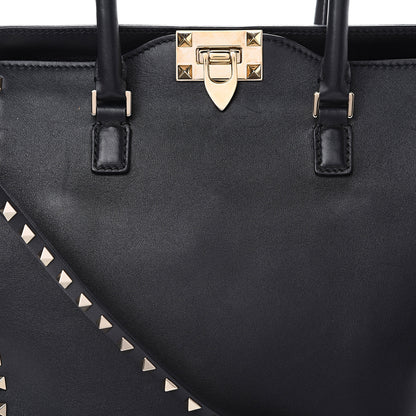 Valentino Garavani Vitello Rockstud Double Handle Tote Black 6 of 11