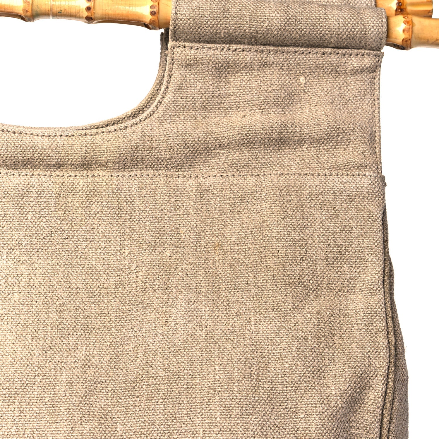 Chanel Canvas Calfskin Bamboo Handle Bag Beige 11 of 12