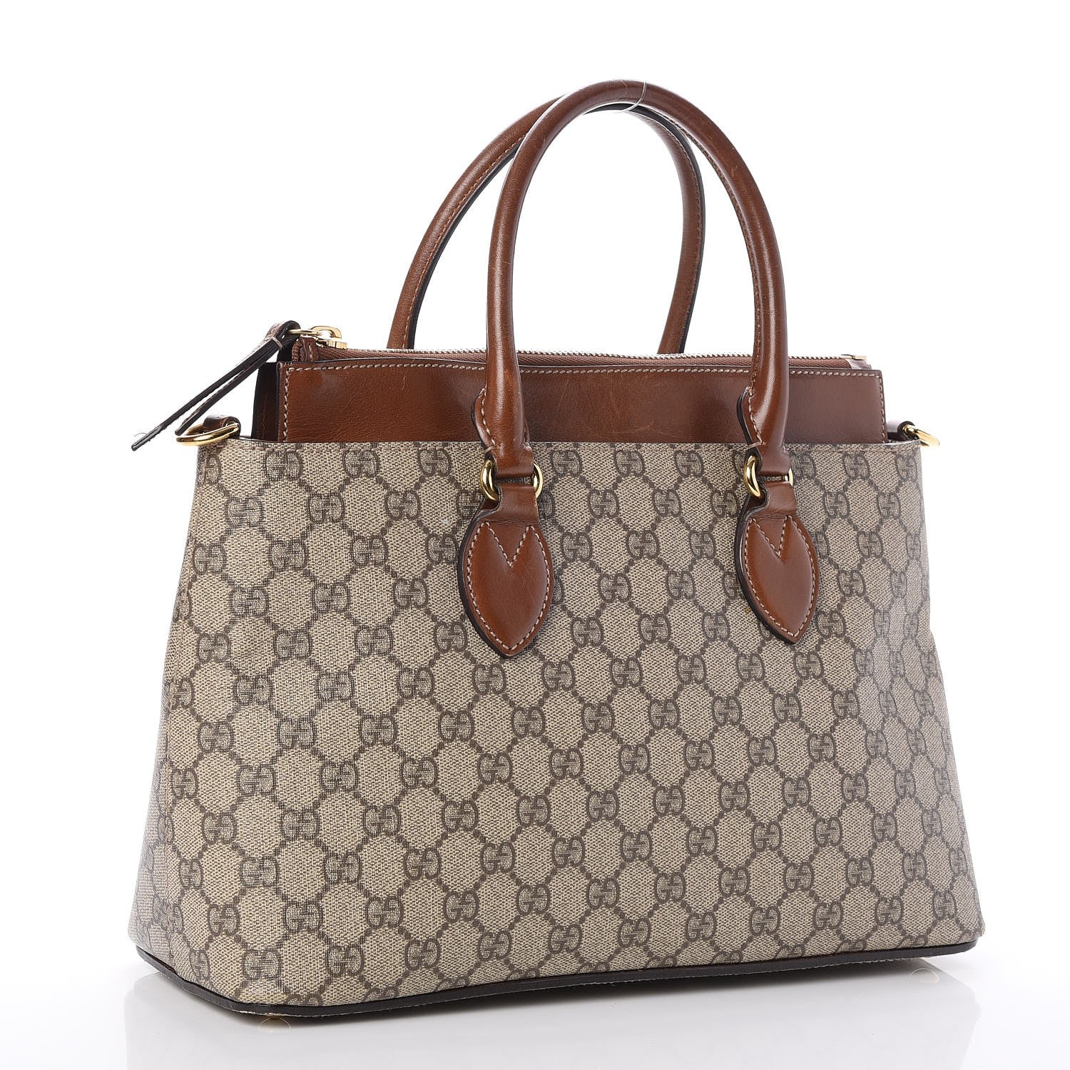Gucci GG Supreme Monogram Small Zip Top Tote Beige Tuscany 3 of 7