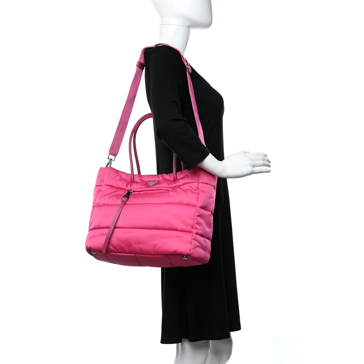 Tessuto Nylon Bomber Tote Fuxia