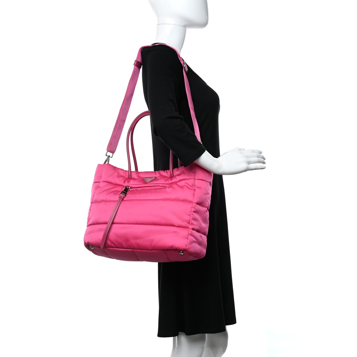 Prada Tessuto Nylon Bomber Tote Fuxia 2 of 10