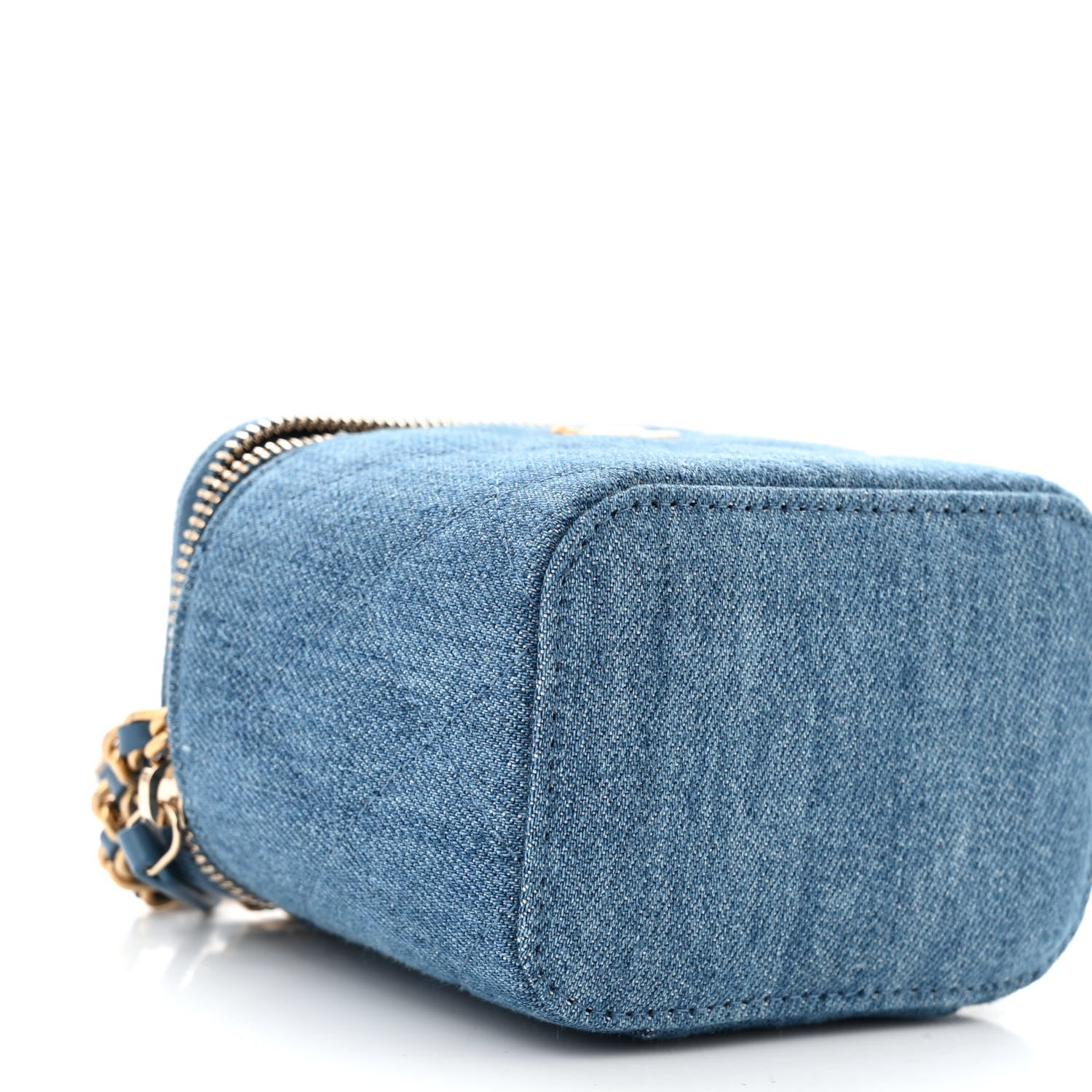 Chanel Denim Quilted Mini Pearl Crush Vanity Case With Chain 8 of 10