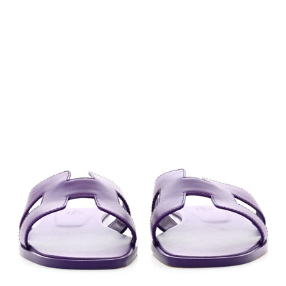 Hermes Calfskin Oran Sandals 37 Violet Majorette 2 of 8