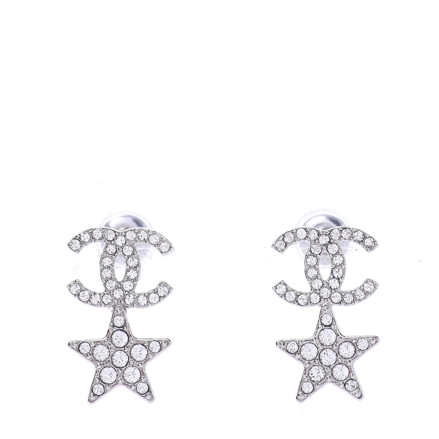 Crystal CC Star Earrings Silver