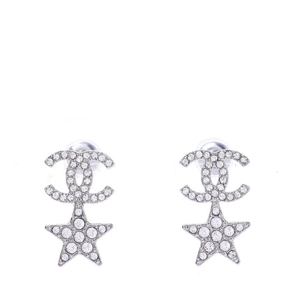 Chanel Crystal CC Star Earrings Silver 1 of 4
