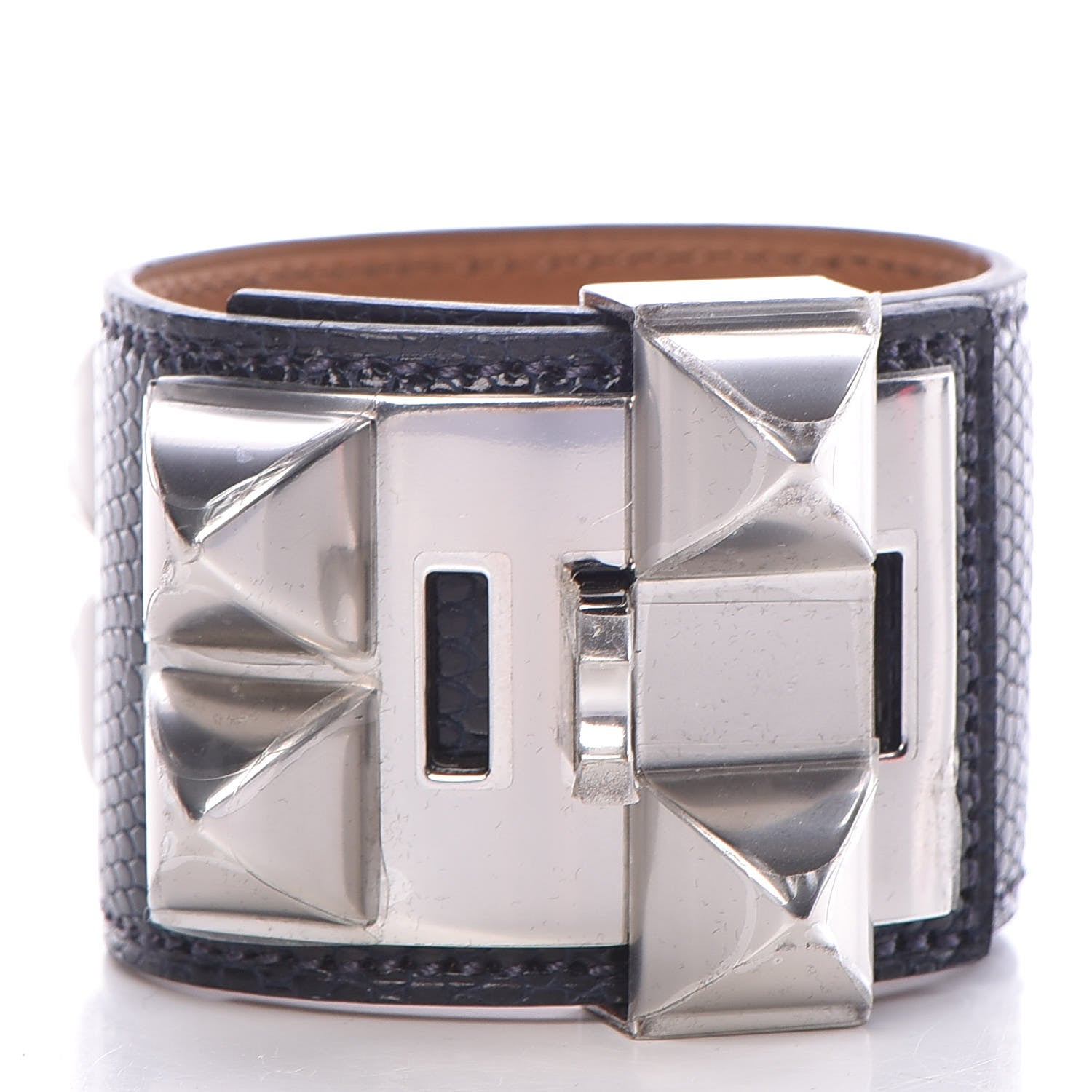 Hermes Lizard Collier De Chien CDC Bracelet T2 Bleu Indigo 3 of 7