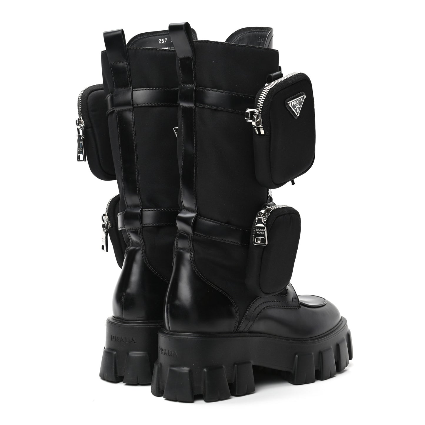 Spazzolato Rois Re-Nylon Metal Triangle Logo Monolith Pouch Pocket 55mm Tall Combat Boots 36.5 Black