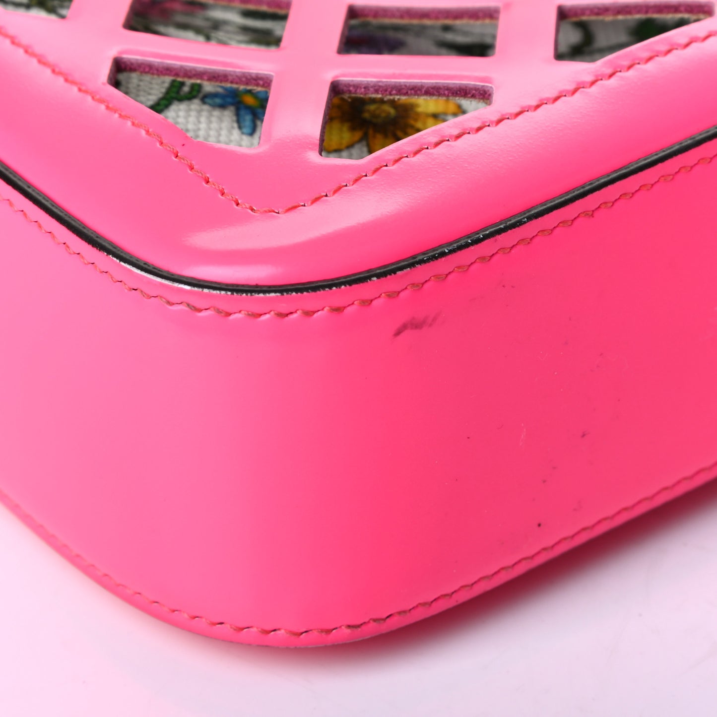 Canvas Calfskin Flora Infinity Cutout Shoulder Bag Fuchsia