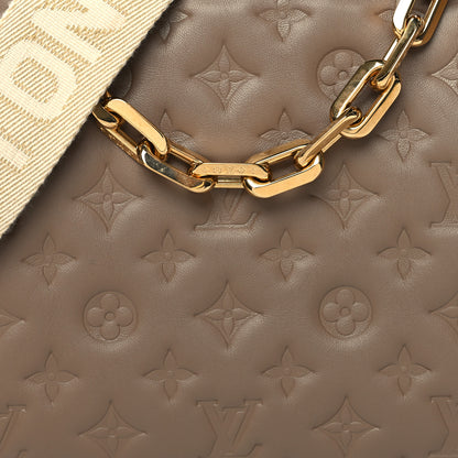 Louis Vuitton Lambskin Embossed Monogram Coussin PM Taupe 9 of 11