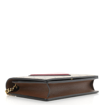 Gucci GG Supreme Monogram Script Logo Heart Wallet on Chain Beige Brown 3 of 9