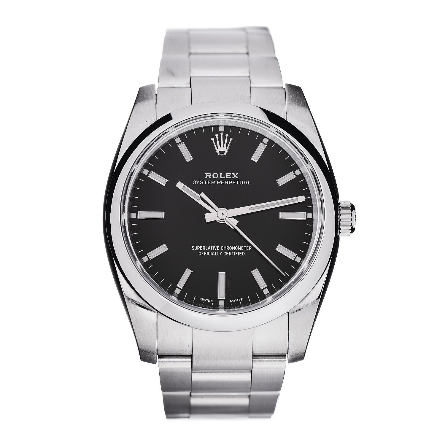 Rolex Stainless Steel 34mm Oyster Perpetual Watch Black 114200 1 of 6