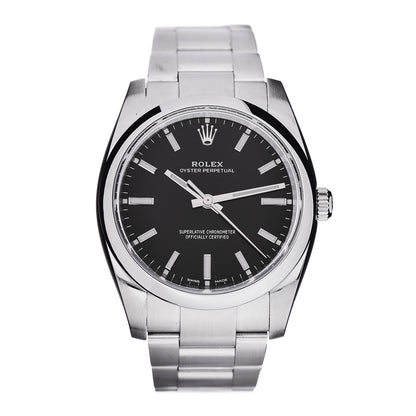Rolex Stainless Steel 34mm Oyster Perpetual Watch Black 114200 1 of 6