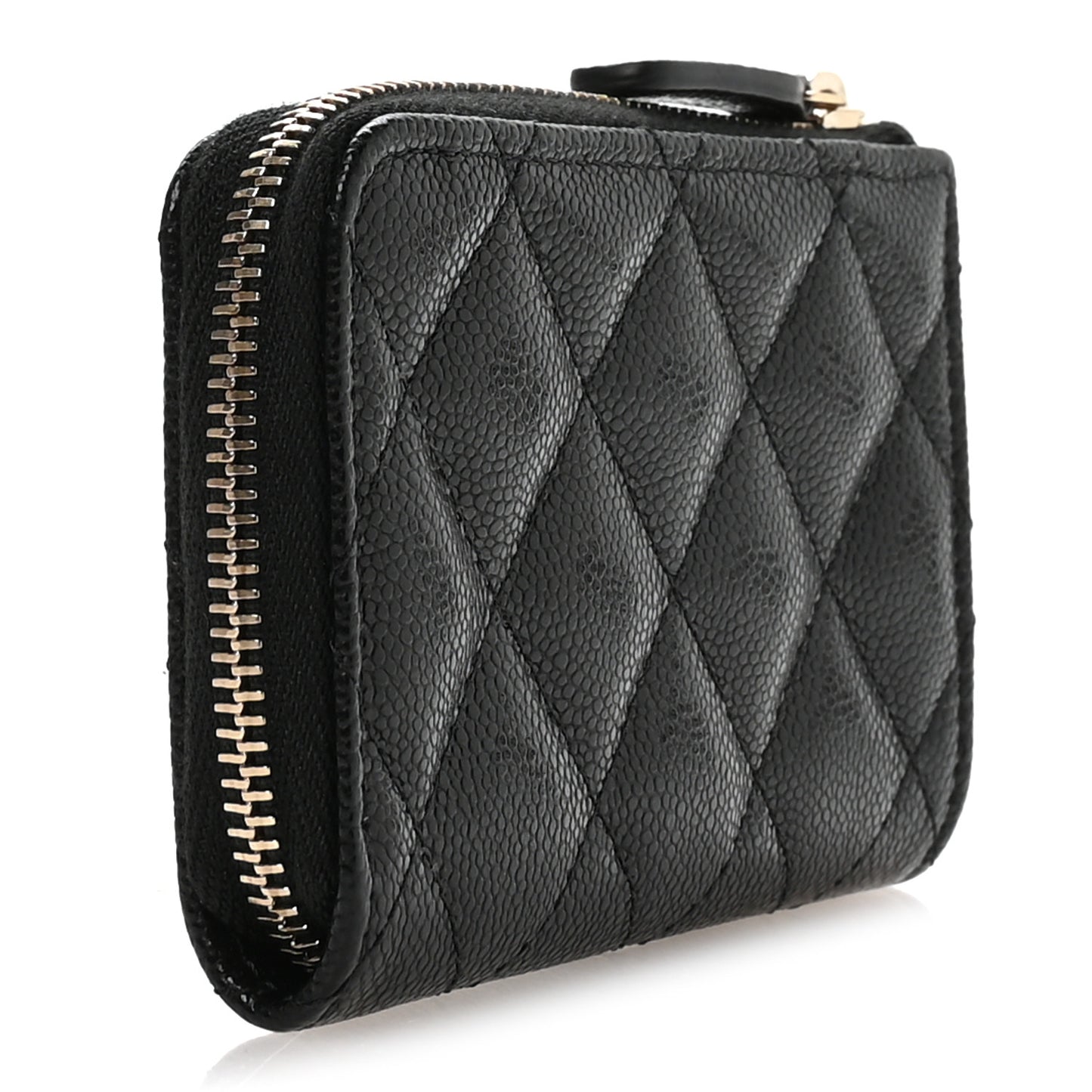 Caviar Quilted Zipped Key Holder Case Black