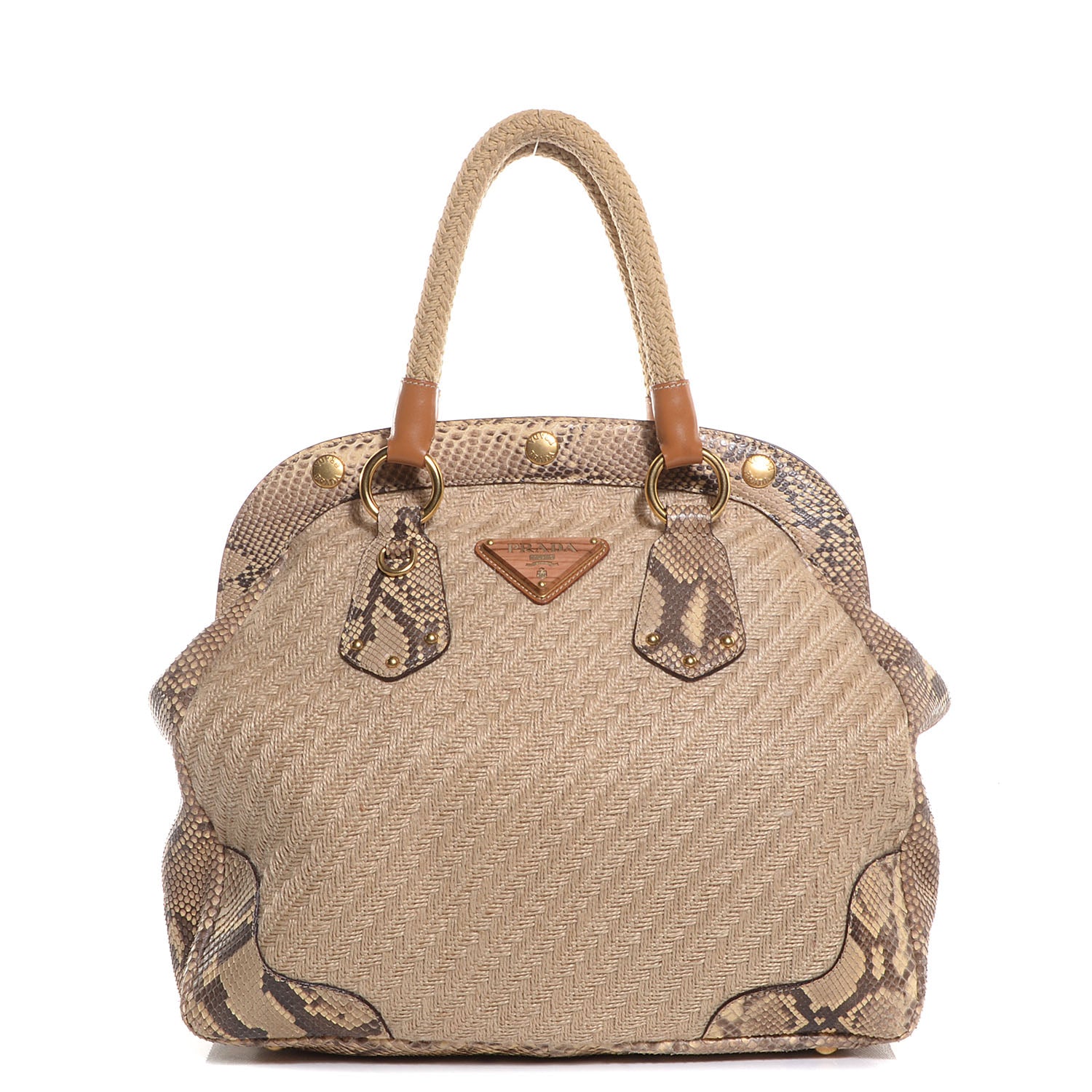 Prada Jute Python Large Frame Bag 1 of 9