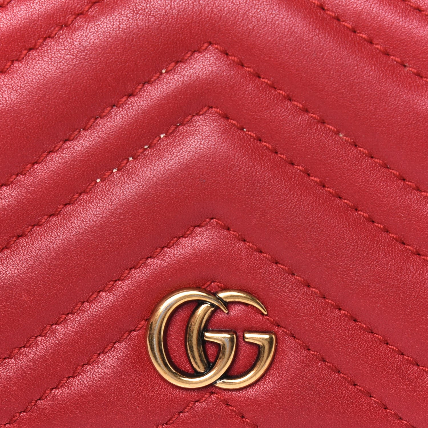 Gucci Calfskin Matelasse GG Marmont Card Case Wallet Hibiscus Red 19 of 19