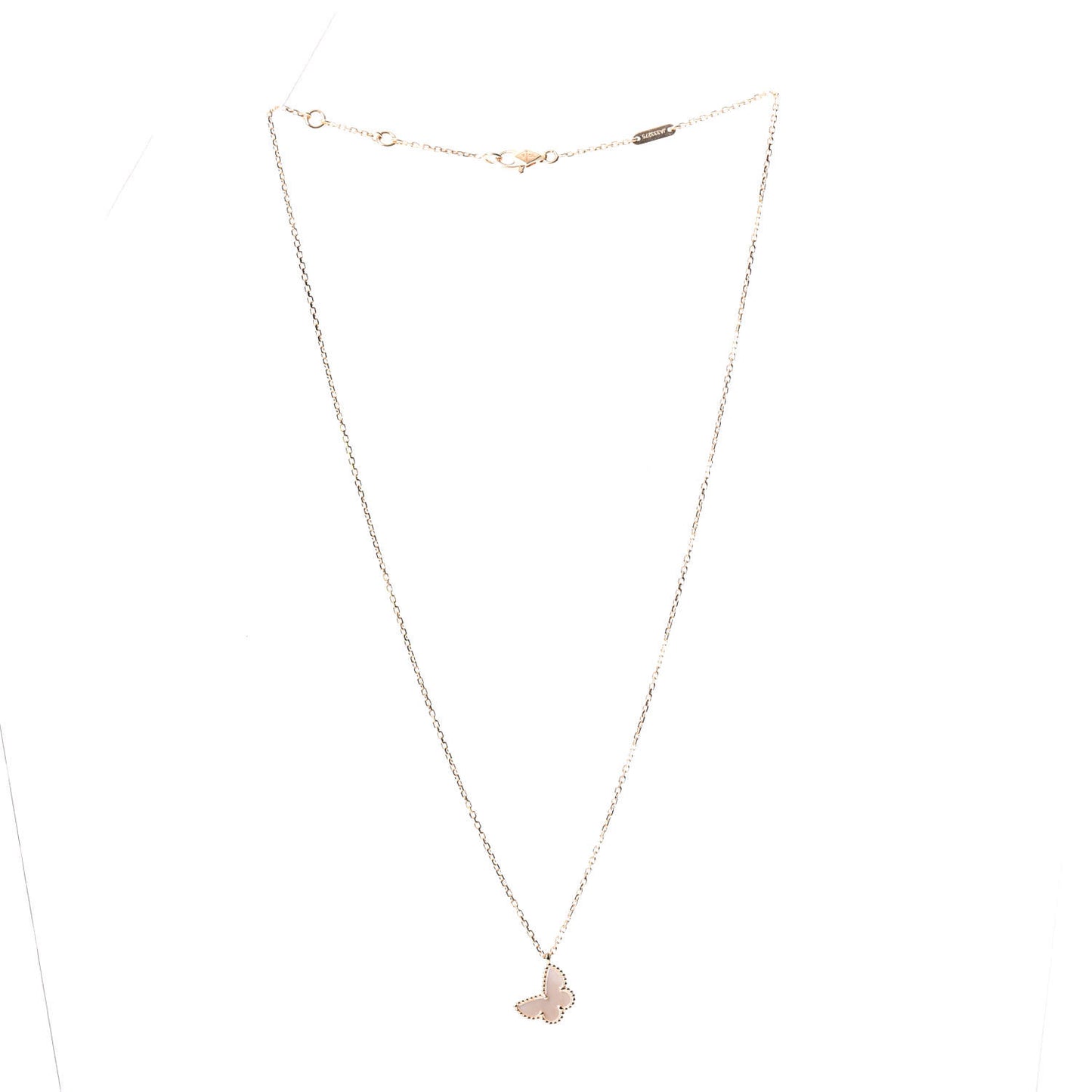 18K Yellow Gold Mother of Pearl Sweet Alhambra Butterfly Pendant Necklace