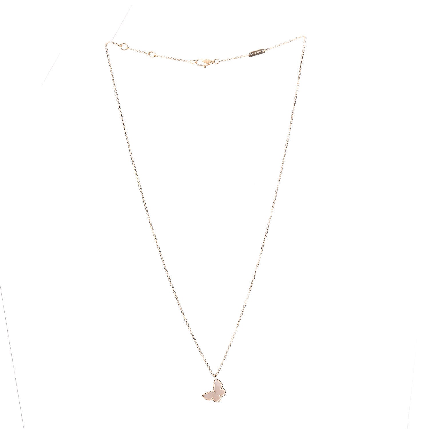 Van Cleef & Arpels 18K Yellow Gold Mother of Pearl Sweet Alhambra Butterfly Pendant Necklace 2 of 7