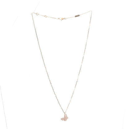 Van Cleef & Arpels 18K Yellow Gold Mother of Pearl Sweet Alhambra Butterfly Pendant Necklace 2 of 7