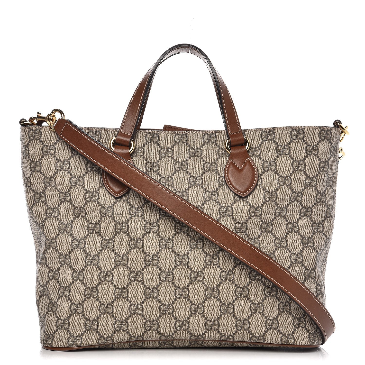 Gucci Soft GG Supreme Monogram Small Crossbody Tote Beige Cuir 1 of 7